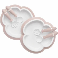 BabyBjörn BABYBJÖRN Kinderteller, Kinderlöffel Und Gabel 2er-Pack, Pastelrosa