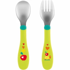 Chicco Erstes Edelstahlbesteck-Set Grün 18M+