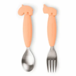 Done By Deer™ Löffel- Und Gabelset Easy-grip, Deer Friends Koralle