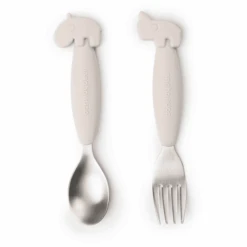 Done By Deer™ Löffel- Und Gabelset Easy-grip, Deer Friends Sand