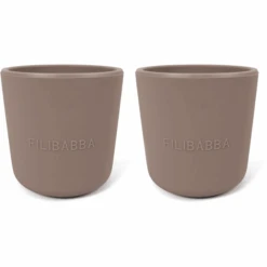 Filibabba Silikon Becher 2er-Pack - Warm Grey