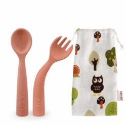 Haakaa® Bestesteckset, Biegbar Dunkelrot