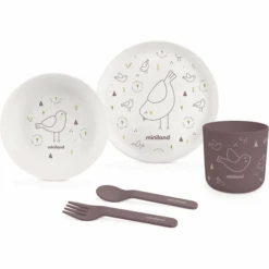 Miniland Geschirrset Naturmeal Chick, Altrosa