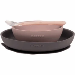 Nattou Esslern Set 3 Teilig Rosa /grau