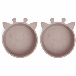 Nuuroo Schüssel Silikon Alex Giraffe 2 Stück, Woodrose