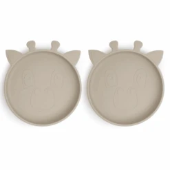 Nuuroo Silikonteller Akila Giraffe 2 Stück, Cobblestone