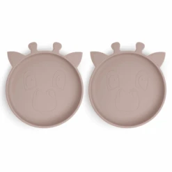 Nuuroo Silikonteller Akila Giraffe 2 Stück, Woodrose